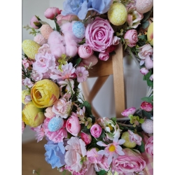 Wianek wiosenny wielkanocny na drzwi Pastelowy Poranek 50 cm